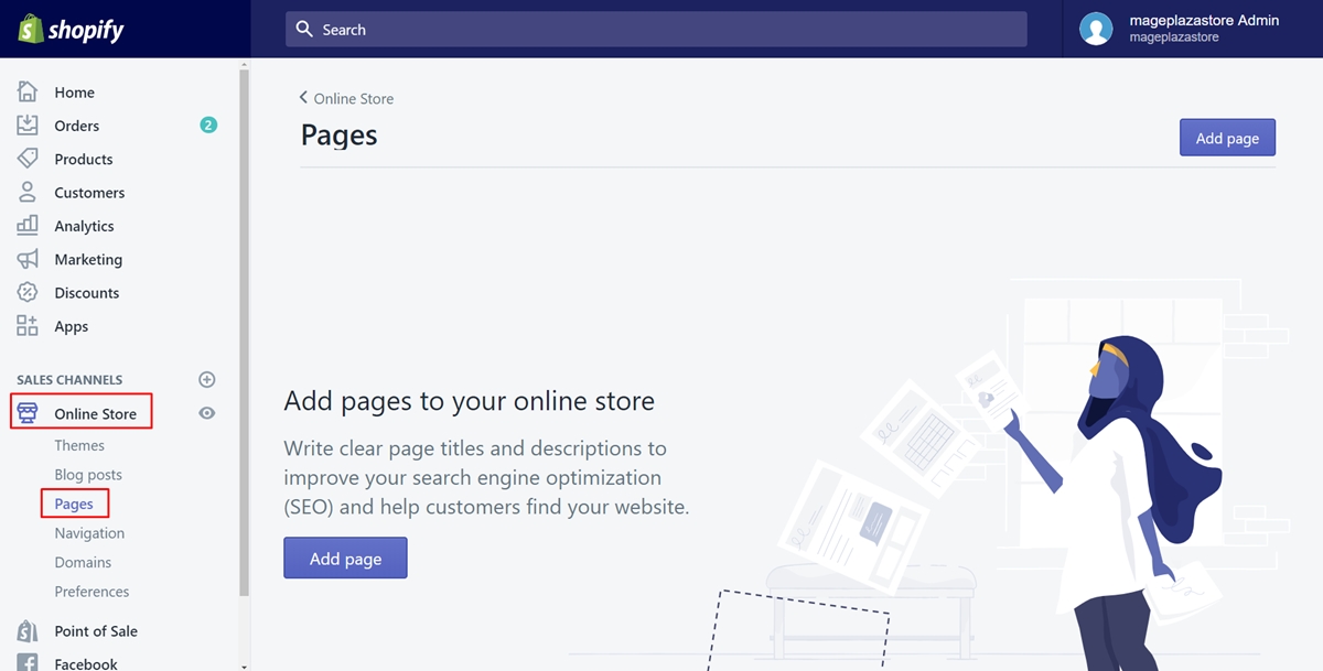 How to add a new webpage to your online store