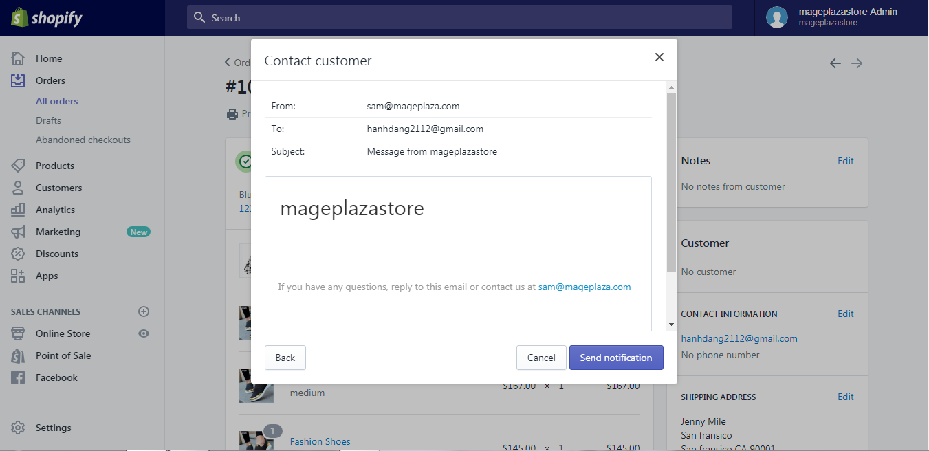 contact a customer about an order on desktop 7