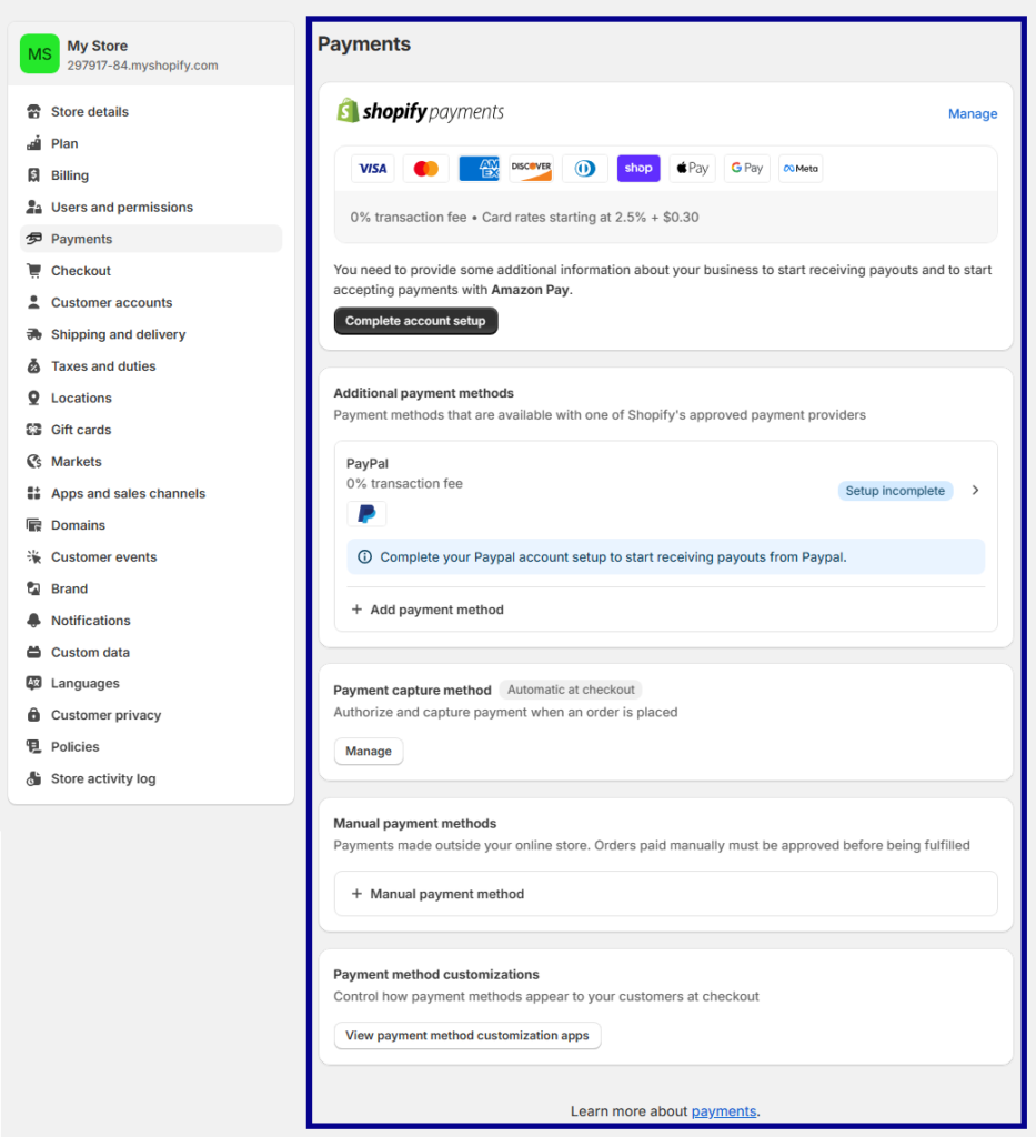 how to set up shopify payment for dropshipping